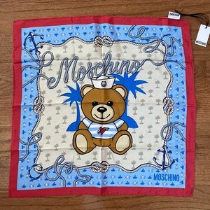 NWT 100% silk Moschino Sailor Teddy Bear Scarf